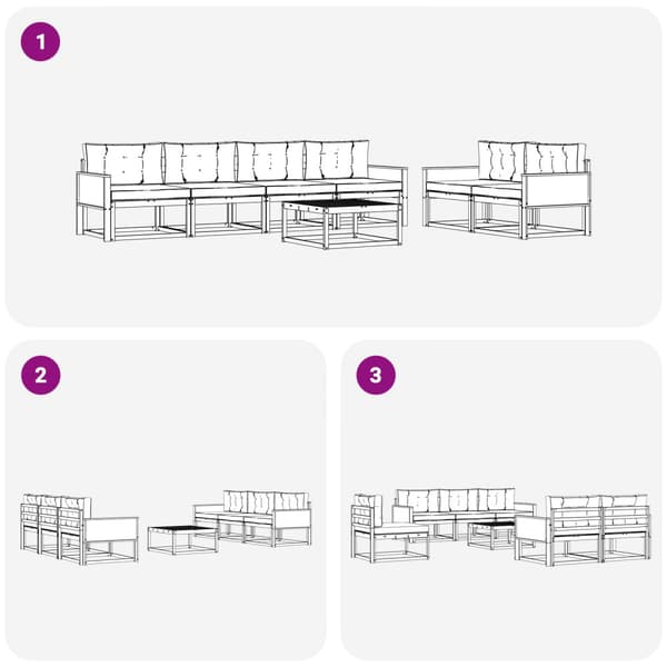 Utomhussoffset med kudde 7 pcs Naturlig och Antracit
