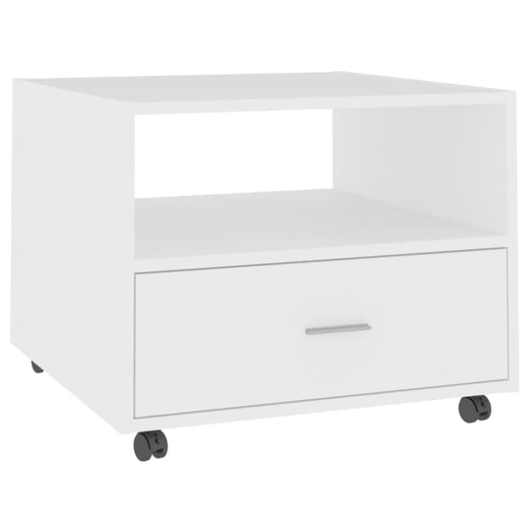 Soffbord vit 55x55x40 cm konstruerat trä