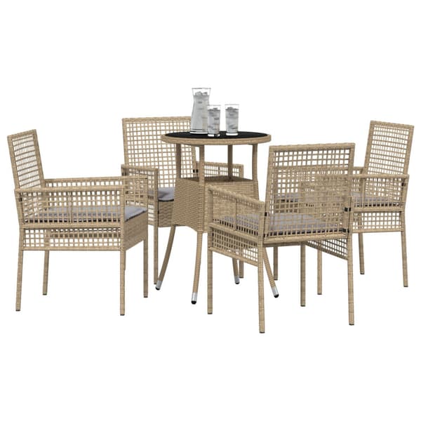 Trädgårdsmöbelset 5 pcs Beige konstrotting