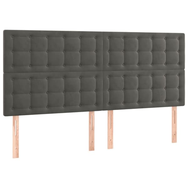 Sänggavel mörkgrå 180x5x118/128 cm sammet