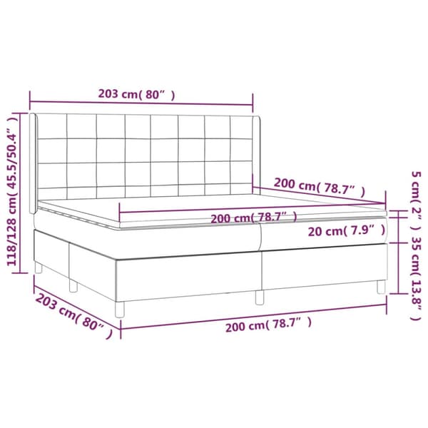 Ramsäng med madrass mörkgrå 200x200 cm tyg