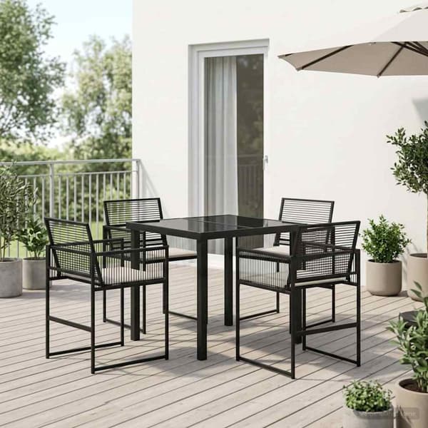 Trädgårdsmöbelset 5 pcs Svart konstrotting