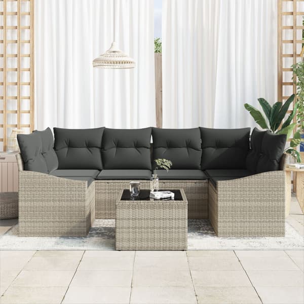 Soffset med kudde med kudde 7 pcs Ljusgrå konstrotting