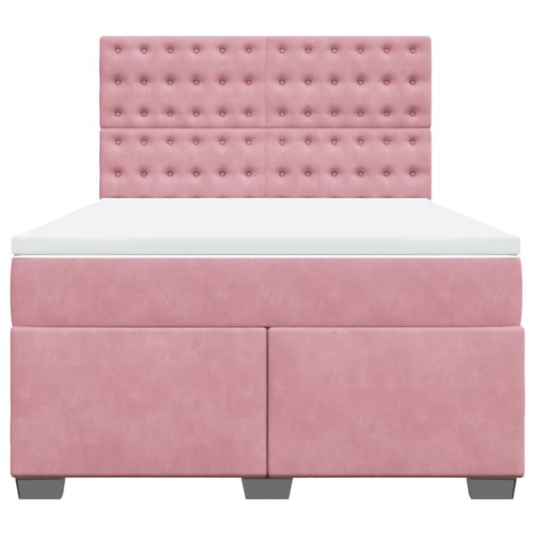 Ramsäng med madrass rosa 160x200 cm sammet
