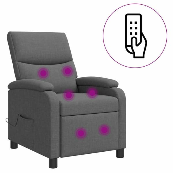 Massagefåtölj Mörkgrå Tyg