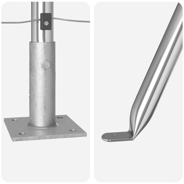 Stängselpost med betongbas 7 st Silver Pulverlackerat stål