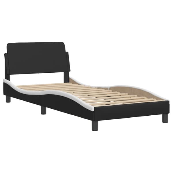 Bed Frame "Dover" Black&White 90x200 cm Faux Leather