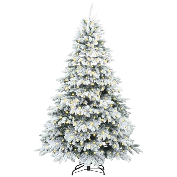 Konstgjord julgran med 300 LED-lampor Vit 210 cm PE och PVC