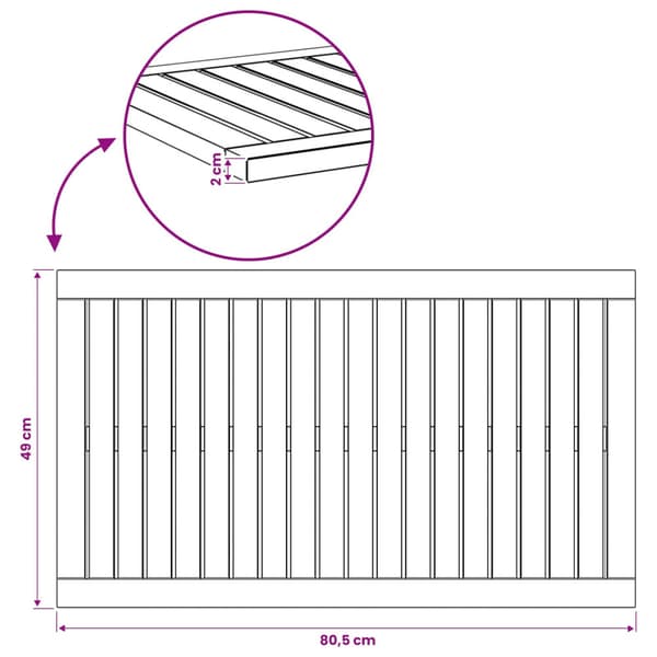 Bordsskiva 80,5 x 47 x 2 cm Rektangulär Massivt Akaciaträ