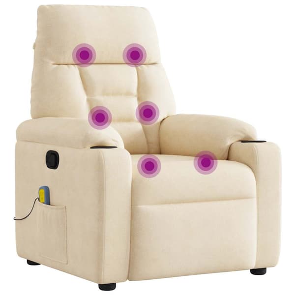 Massagefåtölj beige mikrofibertyg