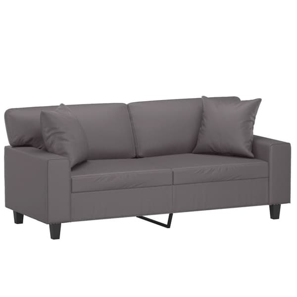 2-sits soffa med prydnadskuddar grå 140 cm konstläder