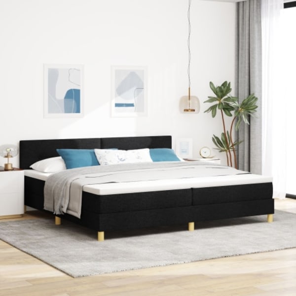 Box vårsäng med madrass svart 200x200 cm tyg