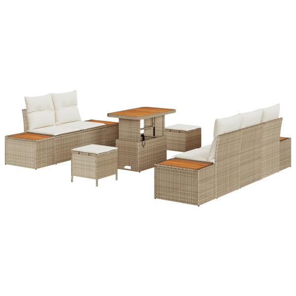 Trädgårdsoffset med kudde 8 pcs Beige och gräddfärgad