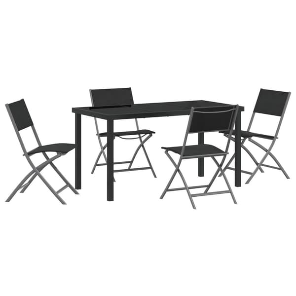 Trädgårdsmöbelset 5 pcs Svart Pulverlackerat stål