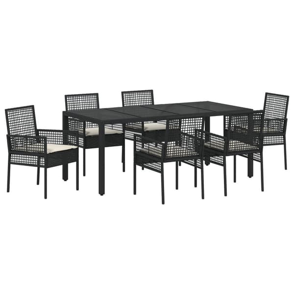 Trädgårdsmöbelset 7 pcs Svart konstrotting