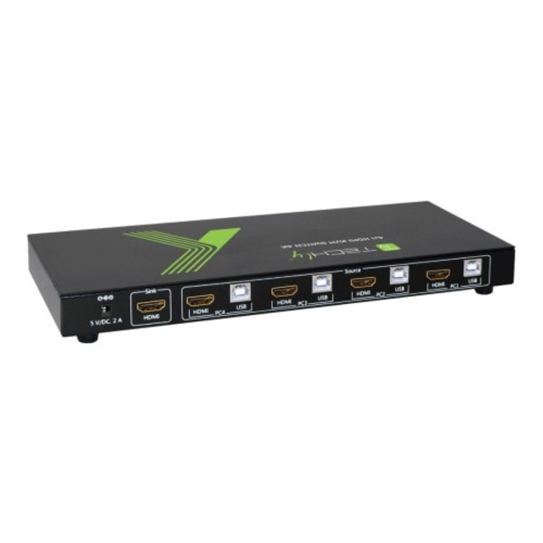 TECHly 4x1 USB HDMI KVM Switch 4Kx2K - omkopplare för tangentbord/video/mus/ljud/USB - 4 portar Svart