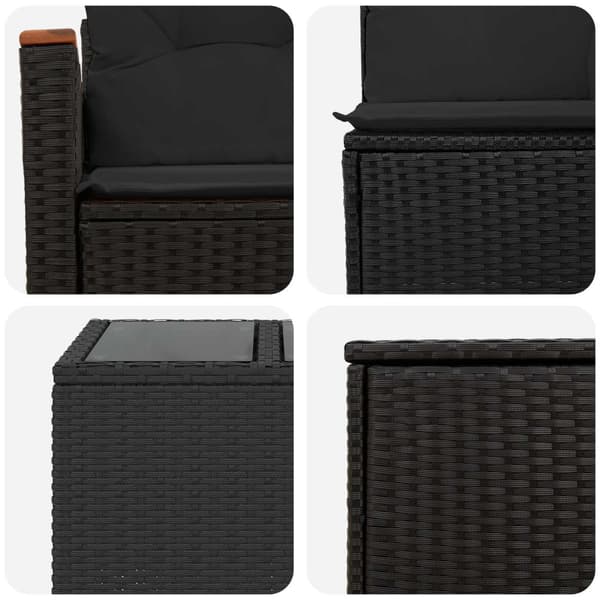 Soffset 8 st Svart Poly Rattan och stål