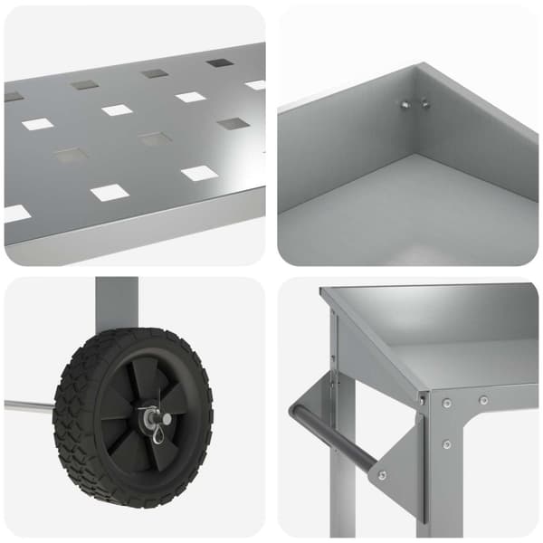 Planteringsbord med hjul Silver 96 x 50 x 89 cm