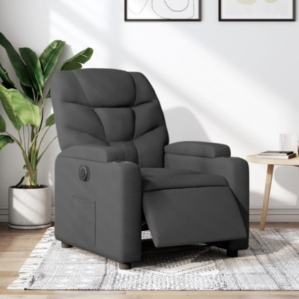 Elektrisk reclinerfåtölj svart tyg