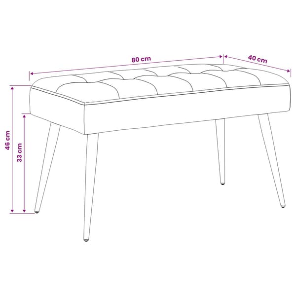 Bänk med knappar Gul 80 x 40 x 46 cm Sammet