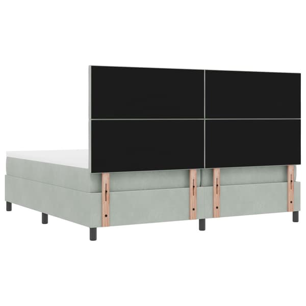 Bäddfjäder med huvudgavel Ljusgrå 200 x 200 cm Sammet