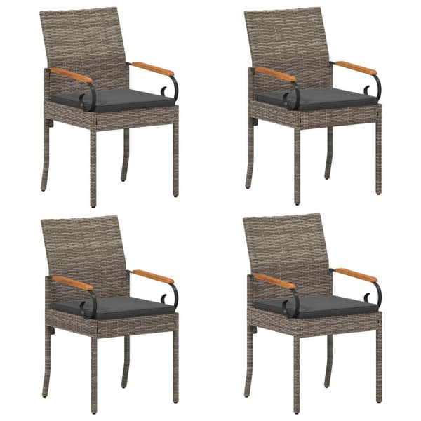 Trädgårdsstolar 4 pcs Grå och mörkgrå Poly Rattan och Akacia
