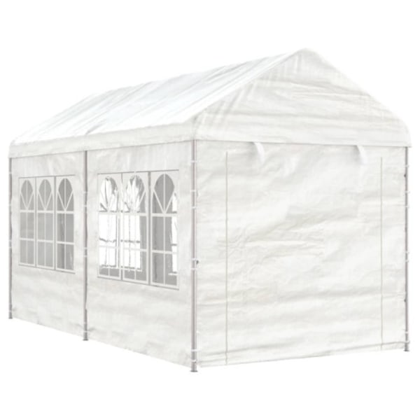 Paviljong med tak vit 4,46x2,28x2,69 m polyeten