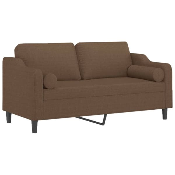 2-sits soffa med prydnadskuddar brun 140 cm tyg