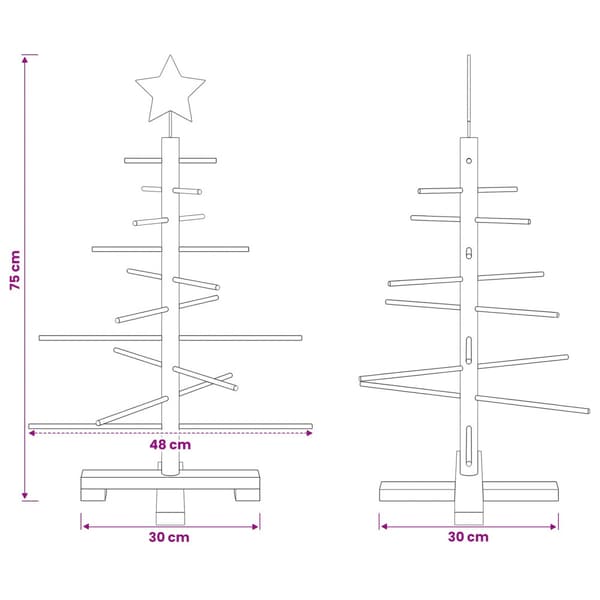 Träjulgran 75 cm Bambu och massiv furu Mörkbrun