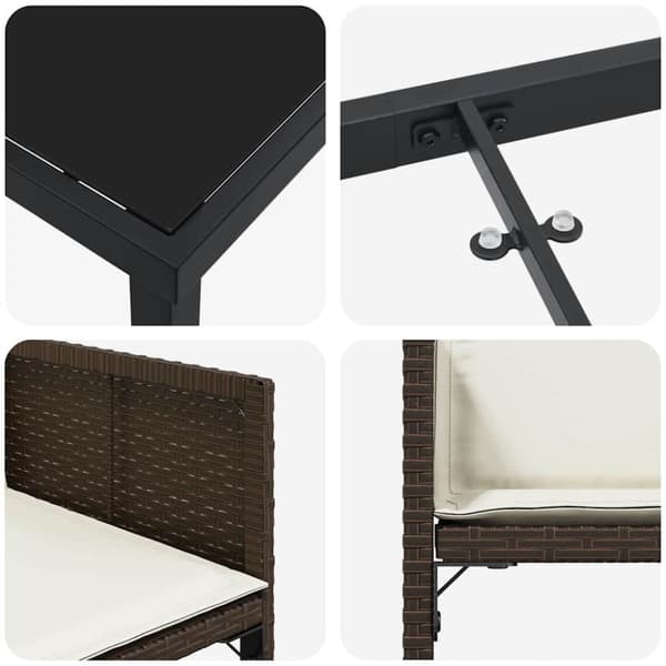 Trädgårdsmöbelset 5 pcs Brun konstrotting
