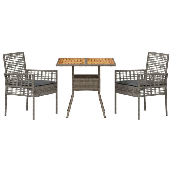 Trädgårdsmöbelset 3 pcs Grå konstrotting