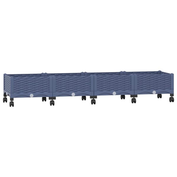 Trädgårdsplanterare med hjul Blå Grå 160 x 40 x 33 cm PP