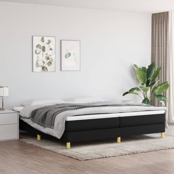 Boxspring-sängram svart 200x200 cm tyg