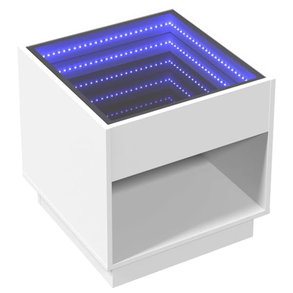 Sängbord med Infinity LEDs vit 50x50x50 cm
