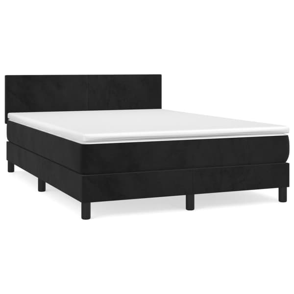 Ramsäng med madrass svart 140x200 cm sammet
