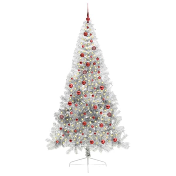 Konstgjord Förbelyst Julgran Silver 210 cm PET