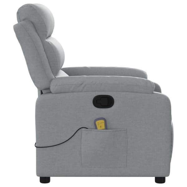 Massagefåtölj ljusgrå tyg