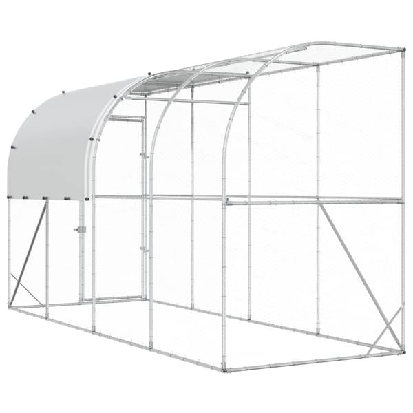 Hönshus mot Vägg Silver 400 x 150 x 215 cm Galvaniserat stål