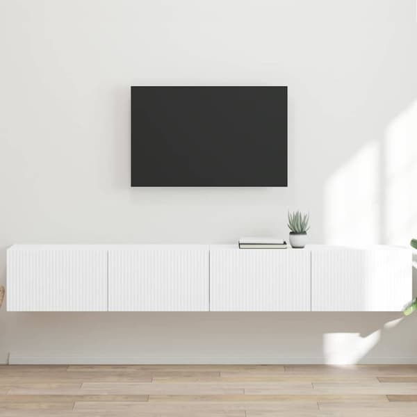 TV Vägghylla 2 st Vit Konstruerat trä