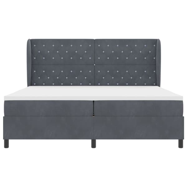 Bäddfjäder med madrass Mörkgrå 200 x 200 cm Sammet