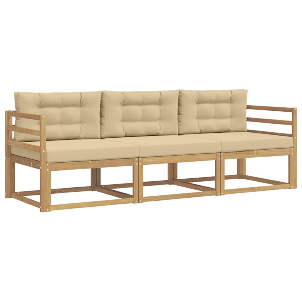 Utomhussoffset med kudde 3 pcs Vit och Beige Polyester