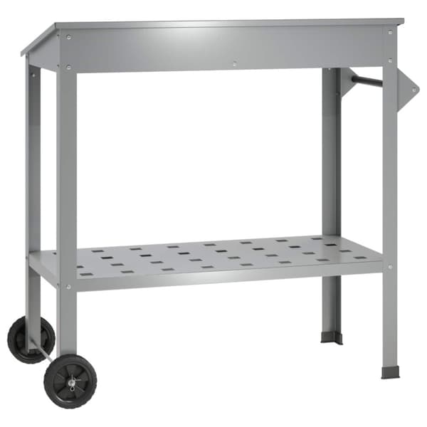 Planteringsbord med hjul Silver 96 x 50 x 89 cm