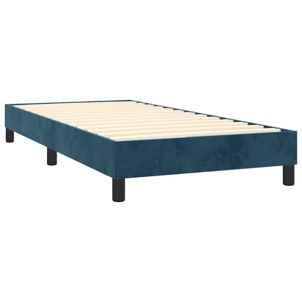 Ramsäng med madrass mörkblå 90x190 cm sammet