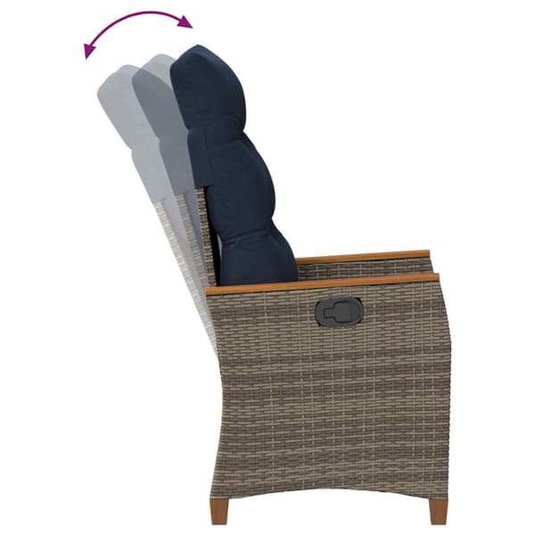 Fällbar trädgårdstol 2 pcs Grå och Marinblå 64 x 57,5 x 112 cm