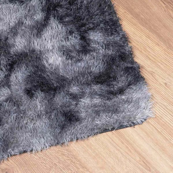 Ryamatta med lång lugg NAVARRA mörkgrå 120x120 cm polyester