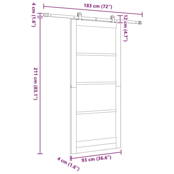 Skjutdörr 93 x 211 cm Konstruerat trä Vit och svart