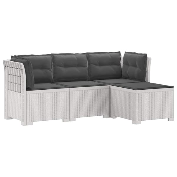 4-sits Trädgårdsoffa med Kuddar Rattan Look PP Vit