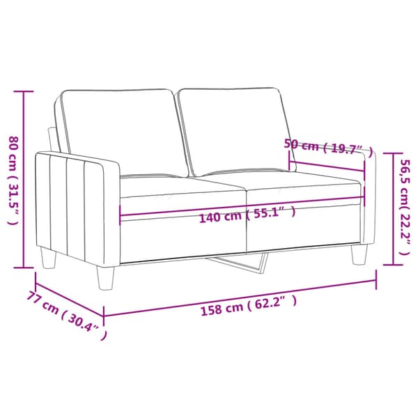 2-sitssoffa svart 140 cm tyg