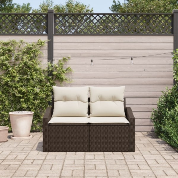 2-Sits Utemöbel med Kuddar Brun Poly Rattan