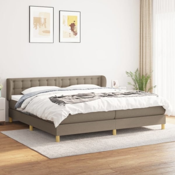 Ramsäng med madrass taupe 200x200 cm tyg